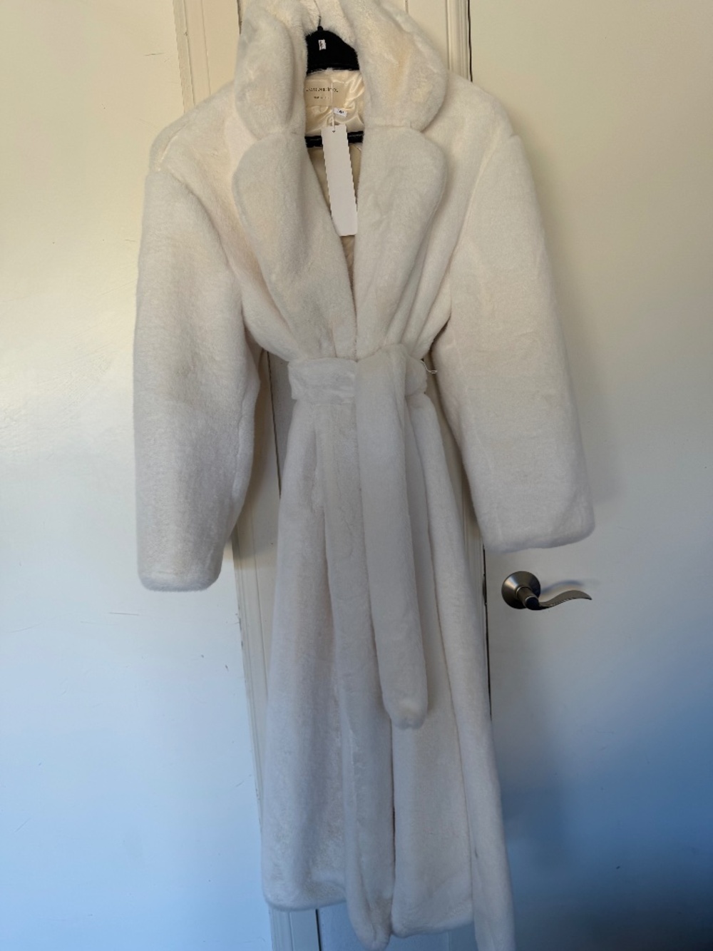 Naked Wardrobe snowy white faux fur coat, size L